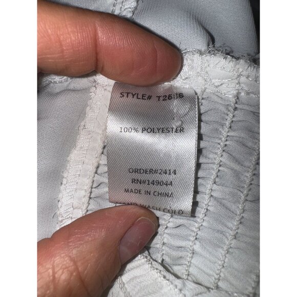 Fashion Nova White Long Sleeve Tie‎ Neck Blouse XL Zipper Waist Sexy Secretary - Picture 7 of 8